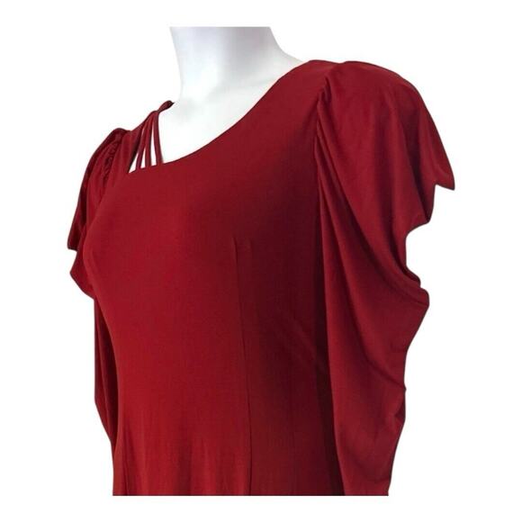 Monroe & Main Salsa Red Stretchy Office Cocktail Dinner Party Night Out Dress - Picture 12 of 16